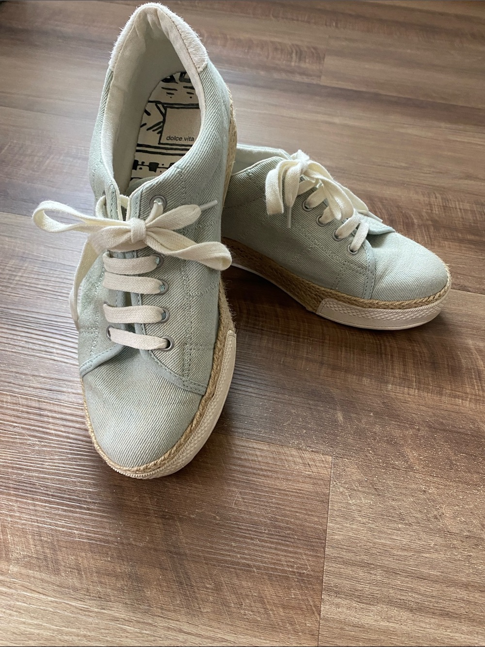 Dolce Vita Mint Green Canvas Espadrille Lace-Up Sneakers